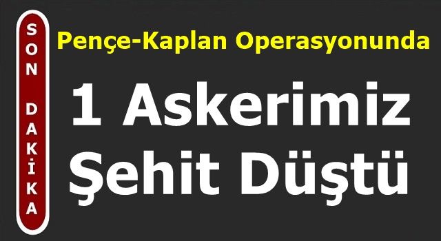 Pençe-Kaplan Operasyonunda 1 Askerimiz Şehit Düştü