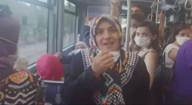 Otobüste maske takmayan kadından pes dedirten savunma