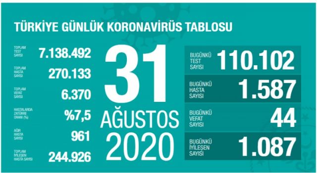 Türkiye'nin Günlük Koronavirüs Raporu Açıklandı