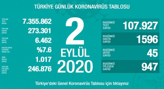 Türkiye'nin Günlük Koronavirüs Raporu