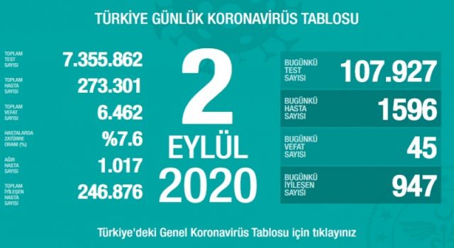 Türkiye'nin Günlük Koronavirüs Raporu