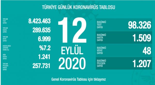 Türkiye'nin Günlük Koronavirüs Raporu Açıklandı