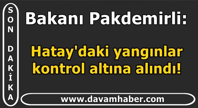 Bakanı Pakdemirli: Hatay'daki yangınlar kontrol altına alındı!