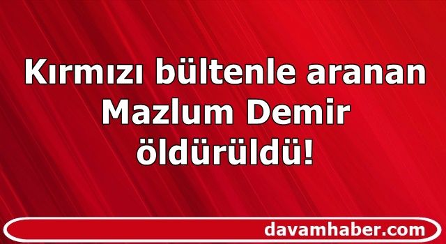 Kırmızı bültenle aranan Mazlum Demir öldürüldü!