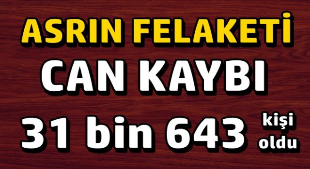 Asrın felaketinde 8'inci gün: Can kaybı 31 bin 643 kişi oldu