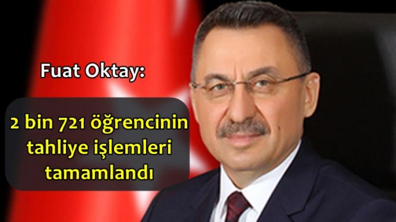 Fuat Oktay : 2 bin 721 öğrencinin tahliye işlemleri tamamlandı