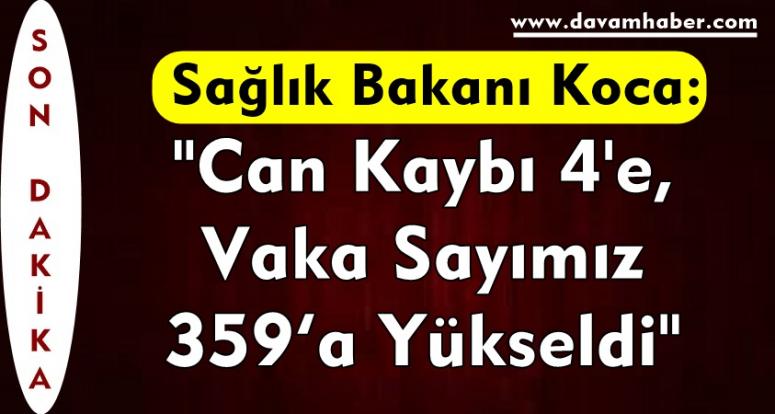 Sağlık Bakanı Koca: "Can Kaybı 4'e, Vaka Sayımız 359’a Yükseldi"