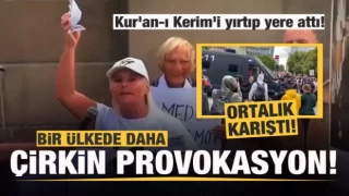 Bir çirkin provokosyon daha! Kur'an-ı Kerim'i yırtıp yere attı