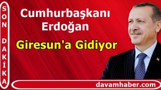 Cumhurbaşkanı Erdoğan, Giresun'a Gidiyor
