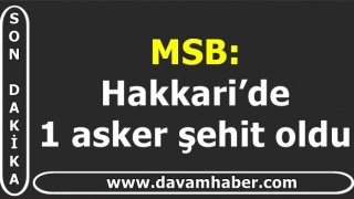 MSB: Hakkari’de 1 asker şehit oldu