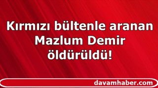 Kırmızı bültenle aranan Mazlum Demir öldürüldü!