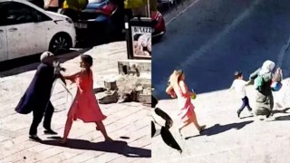 Yoldan geçen başörtülü kadınlara alçakça saldıran kadın gözaltına alındı