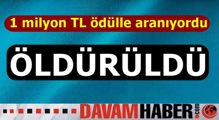 1 milyon TL ödülle aranıyordu, Öldürüldü