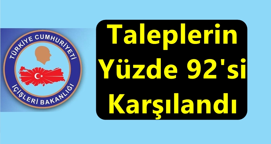 Taleplerin Yüzde 92'si Karşılandı