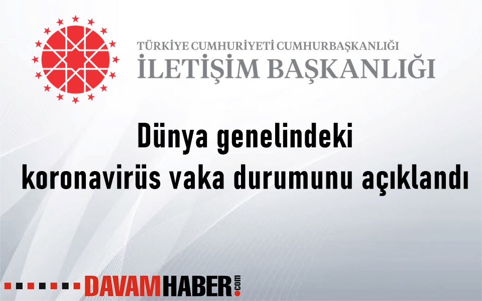 İletişim Başkanlığı tarafından dünya genelindeki koronavirüs vaka durumunu açıklandı