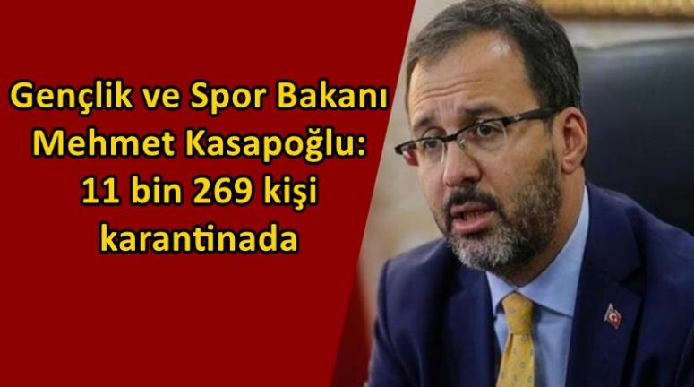 Gençlik ve Spor Bakanı Mehmet Kasapoğlu: 11 bin 269 kişi karantinada