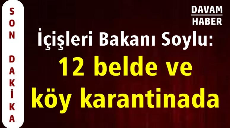 İçişleri Bakanı Soylu: 12 belde ve köy karantinada